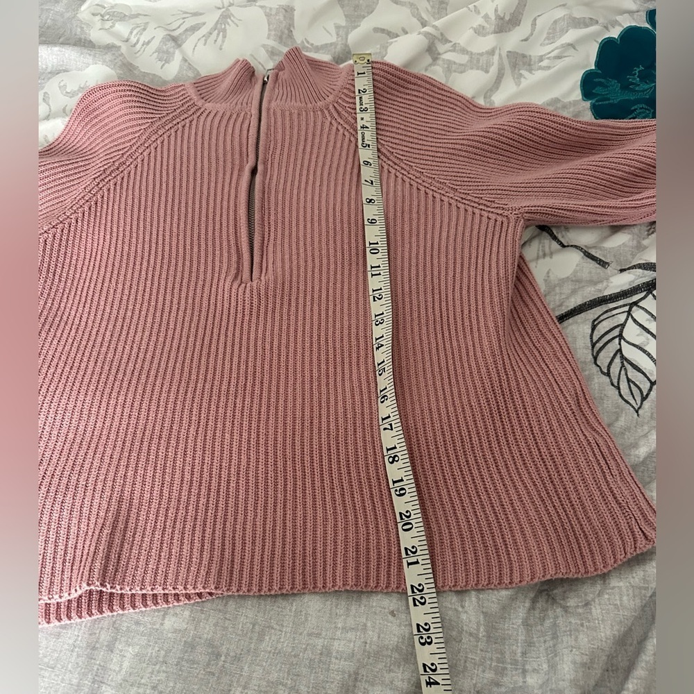 Madison + Hudson Pink Quarter Zip Pullover Sweater Women’s L Blush Dusty Pink - Picture 5 of 7